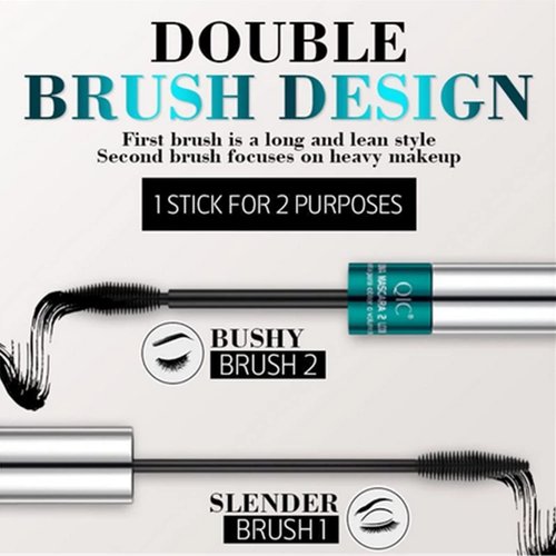 2 Pack Lash Cosmetics Mascara 5x Longer Lash Mascara, 2 in 1 Black Mascara Waterproof Mascara Volume and Length Eye Cosmetics Long-Lasting Natural Liquid Eyelash Mascara Black Makeup
