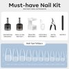 modelones Nail Tips and Glue Gel Kit, Gel x Nail Kit with 4-in-One Nail Glue, 500Pcs Nail Tips Half Matte Medium Coffin Shape, Mini LED Nail Lamp, Nail Dehydrator for Fast Extension Salon Nail Art