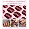 Press on Nails Short - Aegenacess Square Press On Nails, Jelly Wine Red Stick On Nails, Burgundy Glue On Nails with Jelly Stickers, Solid Color Fake Nails in 12 Size - 24PCS False Nail Kit