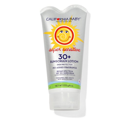 California Baby Super Sensitive SPF 30+ Sunscreen | Broad Spectrum | Titanium Dioxide | Hypoallergenic Unscented Mineral Sunscreen | 170 grams / 6 oz.
