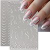 3D Silver Glitter French Nail Sticker, 8 Sheets Heart Butterfly Star Nail Stickers for Women Stripe Wave Lines Nail Art Stickers Swirl Line Nail Decals Reflective French Nails Stickers Nail Supplies