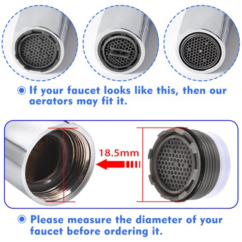 Faucet Aerator M18.5, WeeVeni 6PCS Aerator Replacement for Sink Faucet Flow Restrictor, Kitchen Cache Aerators Bathroom Sink Aerator with Key Removal Wrench Tool