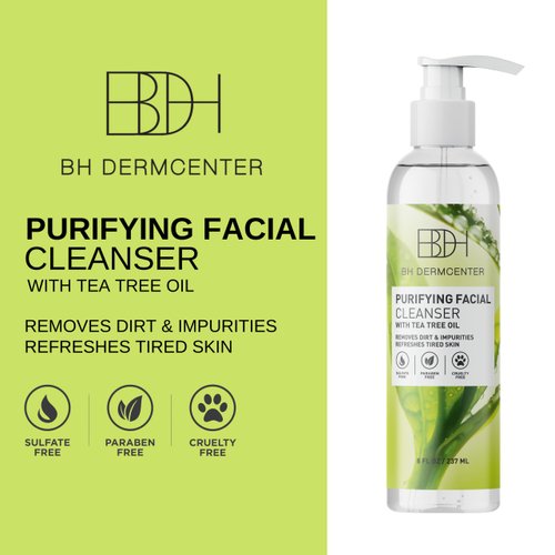 BH DERMCENTER Purifying Facial Cleansing Gel, 8 fl. oz – Gentle Cleanser to Clear Pores on Oily, Dry & Sensitive Skin