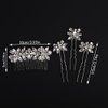 Teyglen Silver Rhinestone Wedding Hair Comb and Hair Pins Hair Accessories for Women Silver Crystal Side Comb Bridal Hair Piece Wedding Headpiece for Party Prom
