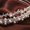 Pangda 2 Pieces Rhinestone Bridal Crystal Women's Headband Wedding Flower Girl Pearl Diamond Slim Thin Silver Flower Leaves Crown Hair Band Accessories Headpiece Tiara for Bride Bridesmaids
