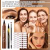Microblading Eyebrow Pencil,Waterproof Smudge-proof Brow Pencil for Women,Long Lasting Highly Pigmented Eyeliner Pencil & Eyebrow Pen Makeup Kit with Dual-ended Eyebrow Brush and 24 Eyebrow Stencils