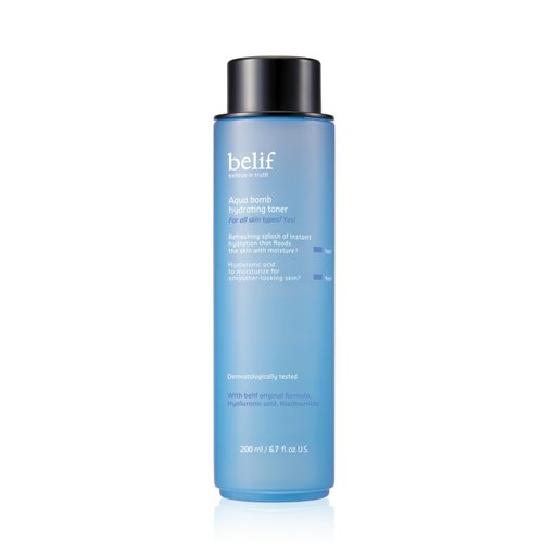 belif Aqua Bomb Hydrating Toner with Hyaluronic Acid, Lightweight Moisturizing Water Facial Toner, Good for Dry Skin and Uneven Texture, For Normal, Dry, Combination, Oily Skin, Korean Skin Care