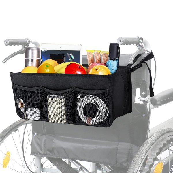 Dotday Wheelchair Backpack, Wheelchair Basket for Back, Wheelchair Bag Wheelchair Accessories Storage for Wheelchair Users, Wheelchair Bags to Hang on Back with Cup Holder