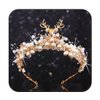 Brishow Antler Christmas Crown Gold Pearl Bridal Tiara Sparkly Fairy Headpiece for Women