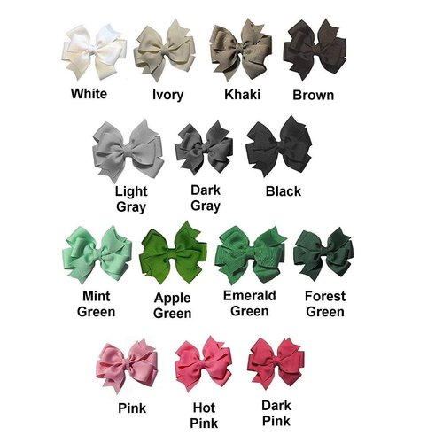 Solid Toddler Hair Bow Set (14 Colors - Set A)