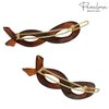 Parcelona French Infinity Ribbon Small 2 1/4" Celluloid French Hair Slides Clips for Women Tige Boule Clasp Girls Side Slide-in Barrette Clip Paris Hair Accessories for Women Strong Hold No Slip Grip Fashion Durable Styling, Made in France (Tortoise Shell