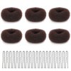 Aivwis 6 Pcs Kids Hair Bun Maker Set - DIY Magic Twist Styling Accessories, Ring Style Donut Buns with 20 Bobby Pins