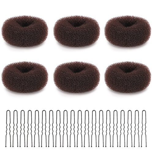 Aivwis 6 Pcs Kids Hair Bun Maker Set - DIY Magic Twist Styling Accessories, Ring Style Donut Buns with 20 Bobby Pins
