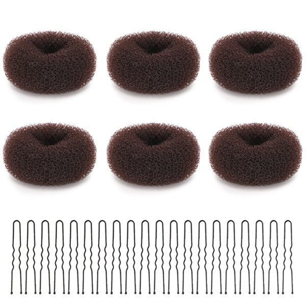 Aivwis 6 Pcs Kids Hair Bun Maker Set - DIY Magic Twist Styling Accessories, Ring Style Donut Buns with 20 Bobby Pins