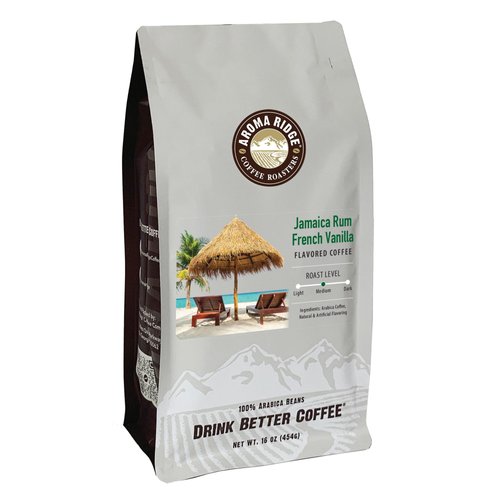 Aroma Ridge Freshly Roasted Jamaican Rum French Vanilla Swiss Water Decaf flavored Coffee
