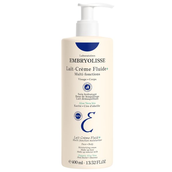 Embryolisse Lait Creme Fluid+ Face & Body Cream. Natural Lightweight Moisturizer for All Skin Types. Hydrating Lotion with Shea Butter & Aloe Vera, 13.52 Fl Oz
