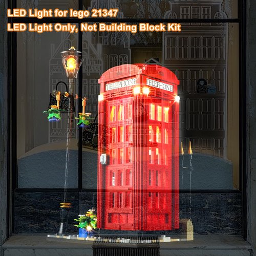 Mililier LED Light Kit for Lego Red London Telephone Box 21347 Set,Compatible with Lego 21347 Building Blocks Model(Not Include Blocks Set)