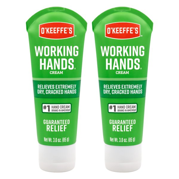 O'Keeffe's Working Hands Hand Cream; Relieves and Repairs Extremely Dry Hands; 3 oz Tube; (Pack of 2)