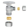 Eastman 3/8 Inch OD x 5/8 Inch OD (1/2 Inch Nom.) Quarter Turn Angle Stop Valve, Brass Plumbing Fitting, Chrome, 10738LF