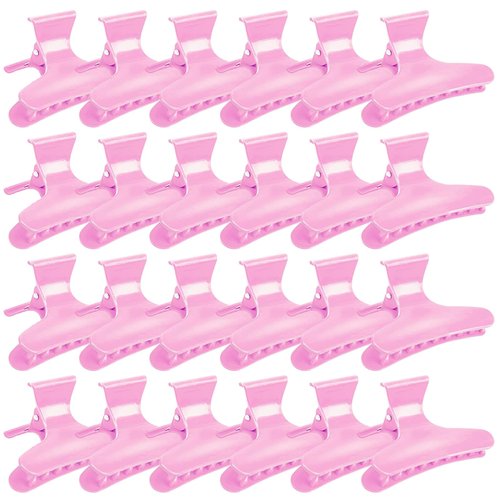 Ondder 24 Pcs Pink Butterfly Hair Clamps Clips Hair Claw Clips Pro Salon Clip for Styling, Sectioning, Cutting, Coloring Hair Clips Hairdressing Salon Tool Hair Accessories for Women Girls