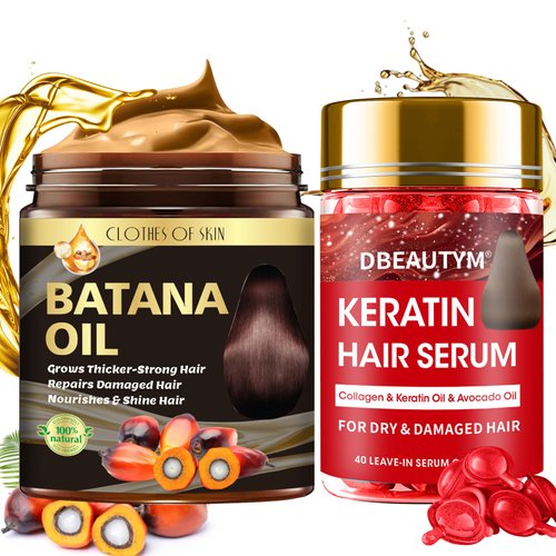 Batana Oil for Hair Growth & Keratin Hair Treatment Hair Serum Capsules,Batana Oil Hair Mask Hair Treatment Serum for Frizzy and Damaged Hair,Leave-in Anti Frizz Conditioner,Make Hair Thicker & Shiny