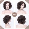 SEVENCOLORS Short Brown Curly Wigs for Black Women Mixed Brown Big Curly Bob Synthetic Wig