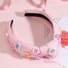 Valentine's Day Heart Candy Embellished Pink Headband Conversation Love Heart Charm Knotted Headband Non Slip Wide Top Knot Fashion Hairband Hair Accessories Party Gift for Women (pink)