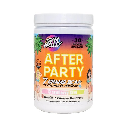 Gym Molly After Party Vegan BCAA Powder, Electrolyte Powder, BCAA Amino Acids After Post Workout Recovery Drink, Zero Carbs, Zero Sugar, 35 Calories Caffeine-Free (Strawberry Kiwi)