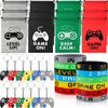 MTLEE 36 Pcs Video Game Party Favors Set Include Gamer Party Favor Bags with Drawstring Silicone Bracelets Wristbands Game Controller Keychains for Christmas Gaming Birthday Party(Cute Style)