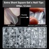 LuckForever 600pc Short Square Gel x Nail Tips Clear Fake Nail XS Soft Gel Nail Tips Full Cover False Nail Extra Short Gel x Square Nail Tips for Gel X Acrylic Nails Extension Press on Nail Making