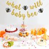 INNORU What Will Baby Bee Banner, Bumble Bee Theme Baby Shower Party Decorations, Mommy to Bee Daddy to Bee Party, Bee Boy or Girl Party Decorations, Gold Glitter
