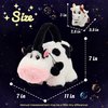 Hopearl LED Musical Stuffed Cow Handbag Lighting Up Singing Plush Toy Tote Bag Playset Mommy Cow with 3 Baby Dairy Cows in her Tummy Lullaby Animated Soothe Gifts for Kids, 11''