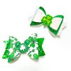 Glitter St Patrick's Day Hair Bow Clips Girls Green Shamrock Hair Barrettes Accessories Kids Irish Lucky Clover Party Costume Supplies