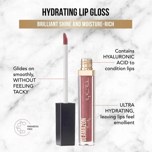Glamazon Hydrating Lip Gloss, Coco Rose, Instant Hydration & Amazing Shine With No Sticky Feeling