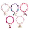 ELEMIRSA 5pcs Little Girl Bracelet Kids Unicorn Bracelets Girl Unicorn Party Favor Pretend Play Bracelet for Toddlers Teens Charm Bracelet Gift Box
