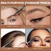 LOKFAR Microblading Eyebrow Pen, 2-In-1 Dual-Ended Waterproof Eyebrow Pencil with 4-Fork-Tip & Ultra-Precise Tip, and an Angled Eyebrow Brush, Eye Brow Pencils for Women -Black