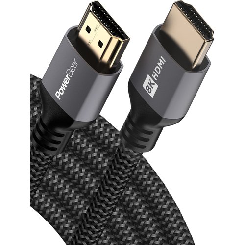 PowerBear 10K 8K HDMI 2.1 Cable 15 ft | 48Gbps High Speed 4K@120Hz Braided Cord 144Hz 8K@60Hz, eARC, Dynamic HDR 10,for Laptop, Monitor, PS5, PS4, Xbox One, Fire TV, Apple TV