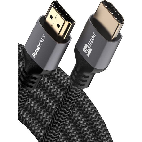 PowerBear 10K 8K HDMI 2.1 Cable 15 ft | 48Gbps High Speed 4K@120Hz Braided Cord 144Hz 8K@60Hz, eARC, Dynamic HDR 10,for Laptop, Monitor, PS5, PS4, Xbox One, Fire TV, Apple TV