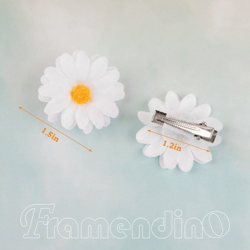 Framendino, 12 Pack Daisy Hair Clips Daisy Flower Clips Flower Hair Barrettes Hair Pins for Wedding Hair Accessories