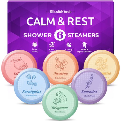 BlissfulOasis Easter Basket Stuffers Shower Steamers 6 Packs, Shower Bath Bombs with Natural Fragrance, Easter Basket Stuffers for Teens, Shower Bombs with Birthday Gifts for Women and Men