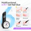 Gelike EC Gel Nail Glue UV - 6 in 1 Gel Glue for Nail Tips,Base Coat Free,Strong Adhesive for Press on Nails Acrylic Tips