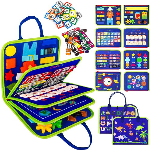Toddler Busy Board Montessori Toys for 1 2 3 Year Old Boys & Girls Birthday Gifts, Educational Sensory Toys for Age 2-4, Travel Toys for Toddlers Airplane Car, Preschool Learning Activities Busy Book