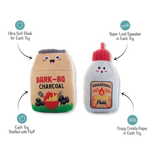 Fringe Studio Plush Dog Toy Set, Burn Baby Burn, 2 Piece Set, Pet Shop Collection (312043)