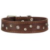 Dogs My Love Genuine Leather Dog Collar Studded 1.5" Wide, 16.5"-20" Neck (Brown)