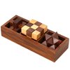 Ajuny 3-in-One Wooden Puzzle Games Set - 3D Puzzles for Teens and Adults - Challenging Brain Teasers 3D Puzzle IQ Logic Handcrafted Games, Includes Decorative Storage Box Best Gift 3 in 1 Game Set