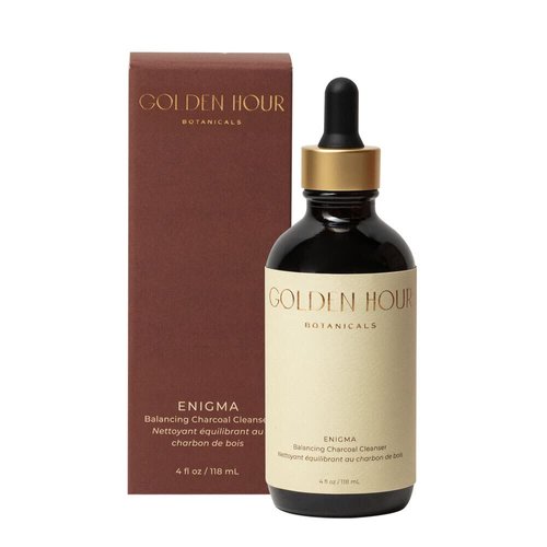 GOLDEN HOUR BOTANICALS All Natural Organic Skin Care Products Made in USA, Vegan, Cruelty Free Balancing Charcoal Cleanser Gel, Hydrating Facial Cleanser with Hyaluronic Acid, 4floz/118ml, Enigma