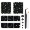qiipii 3 Boxes 5070PCS Black Resin Flatback Rhinestones for Crafting Pure Black Flatback Jelly Stones 2mm 3mm 4mm 5mm 6mm Non Hotfix Dark Black Gems Diamonds for Nails Tumblers Mugs Bottles DIY Crafts