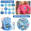 98 PCS Dolphin Party Favors, Dolphin Temporary Tattoos Slap Bracelets Keychains Stickers Badges for Dolphin Birthday Party Decorations Supplies Gifts for Kids Teens Boys Girls Classroom Rewards