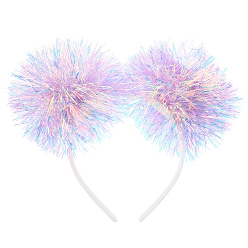 Beaupretty Pom Pom Headband Glitter Tinsel Boppers Hair Band Snowflake Fluffy Ball Hair Accessories for Christmas Party Purple