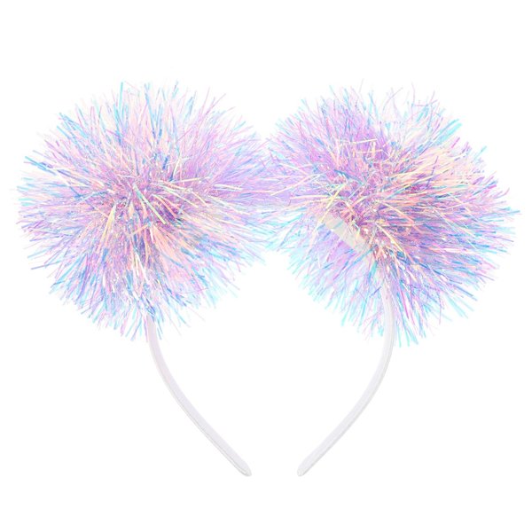 Beaupretty Pom Pom Headband Glitter Tinsel Boppers Hair Band Snowflake Fluffy Ball Hair Accessories for Christmas Party Purple